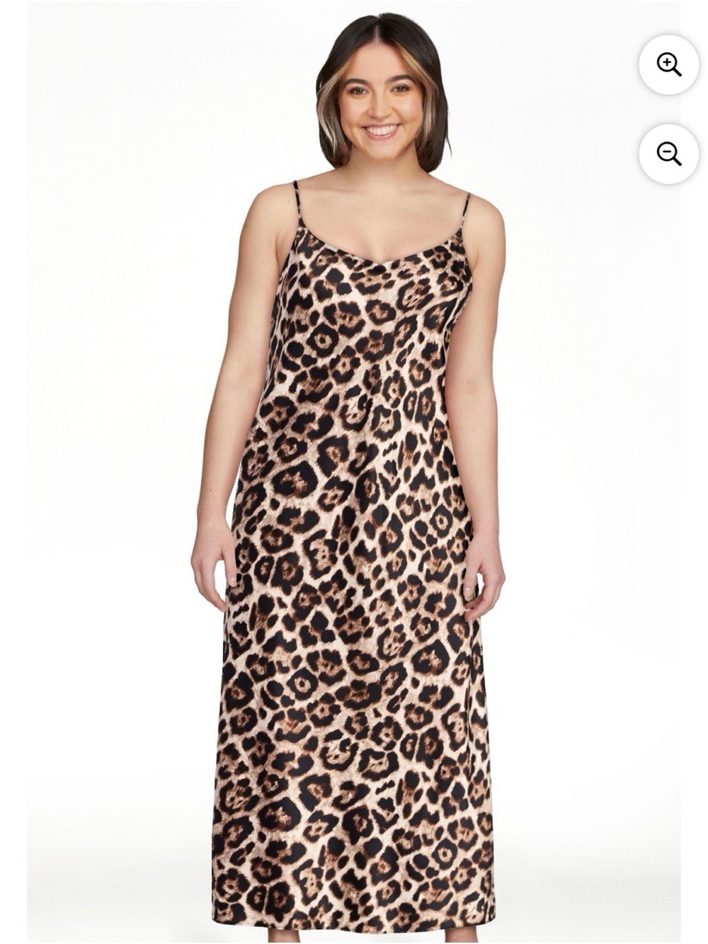 Leopard Print Slip Maxi Dress - Brown